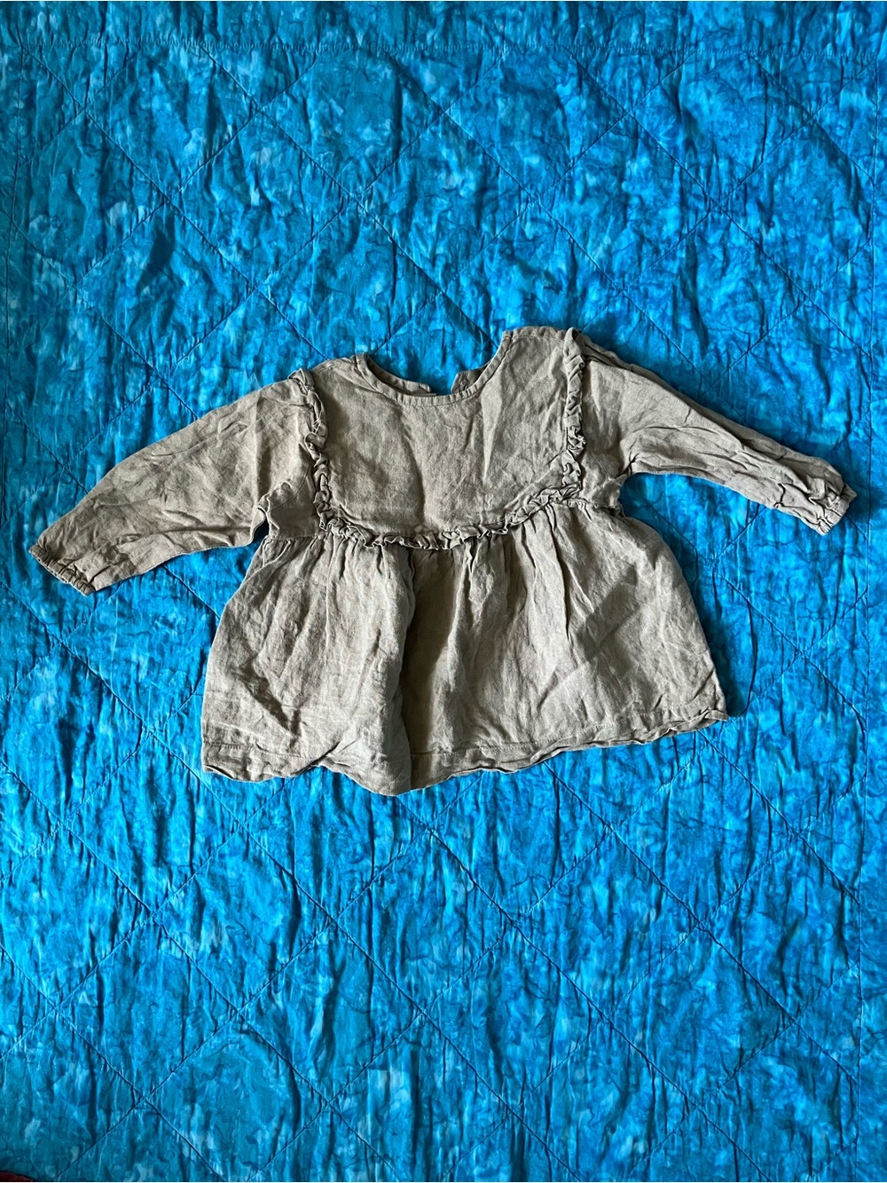 La Petite Alice Girls Long-Sleeve Ruffle Peplum Blouse, Linen